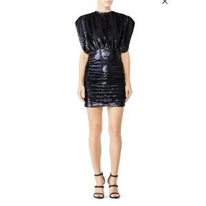 IRO anthracite black miracle sequin keyhole open back dress size 6 glam grunge
